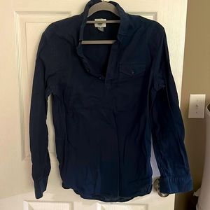 Linen Henley - Navy Blue